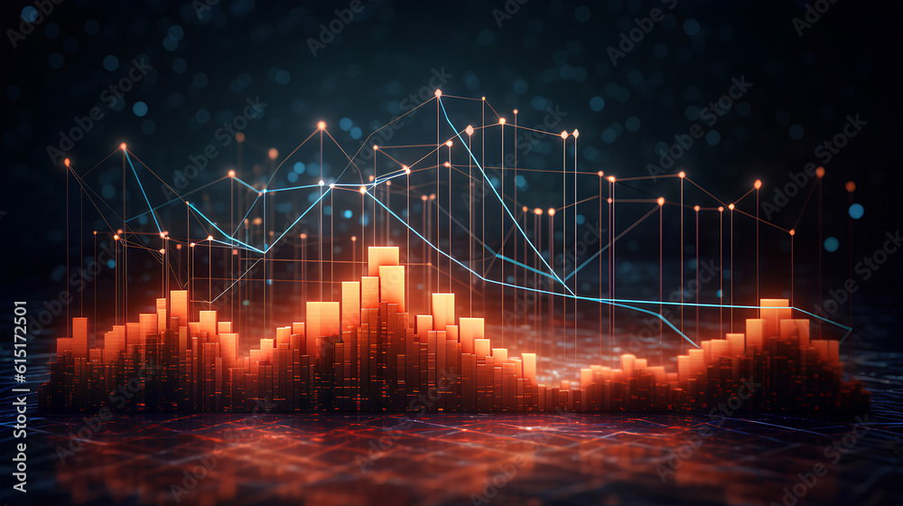 Global business growth graph stock financial success market chart on digital investment strategy exchange finance background of technology economy communication network connection. IA generative. Global business growth graph stock financial success market chart on digital investment strategy exchange finance background of technology economy communication network connection. IA generative.