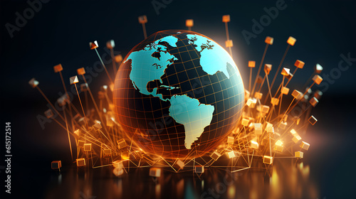  Global business growth graph stock financial success market chart on digital investment strategy exchange finance background of technology economy communication network connection. IA generative.