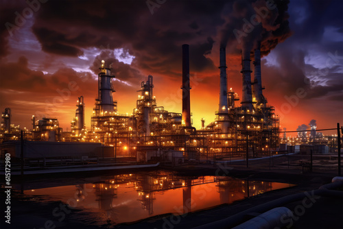 Petrochemical industry with Twilight sky background © Tidarat