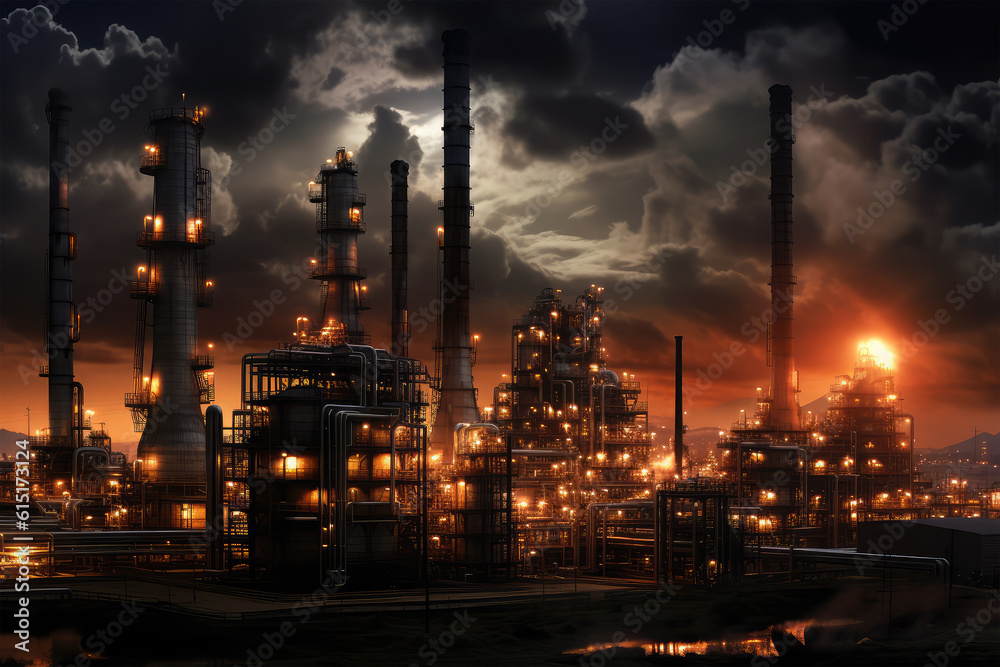Petrochemical industry with Twilight sky background