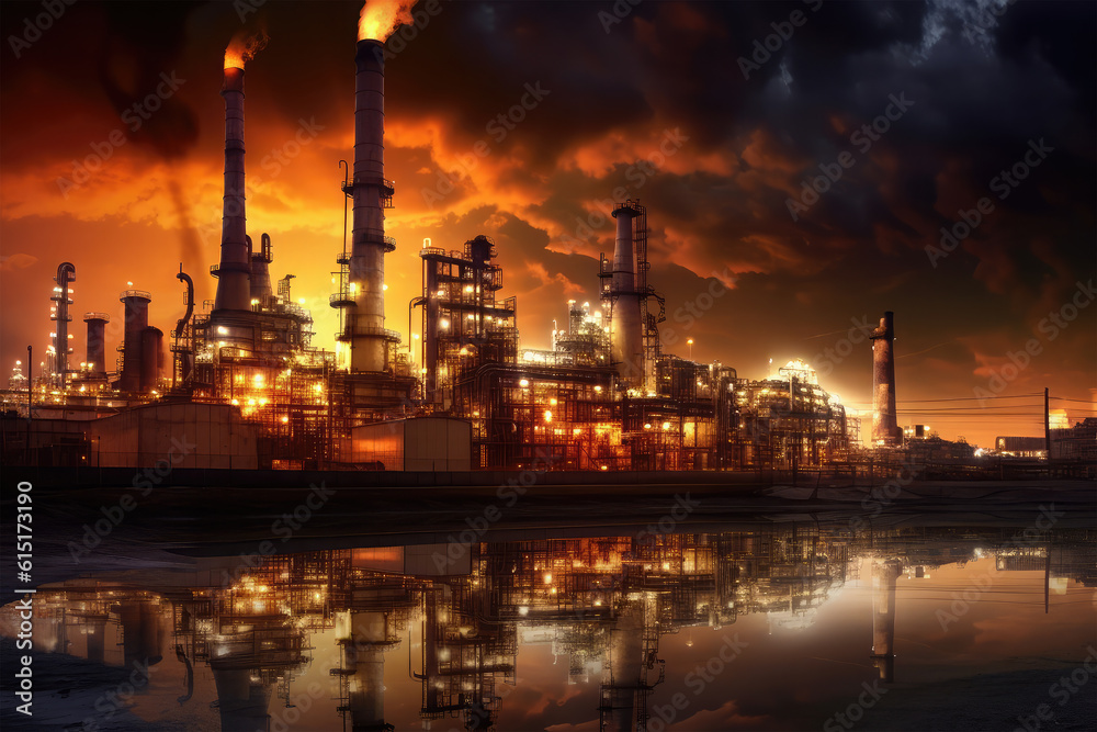 Petrochemical industry with Twilight sky background