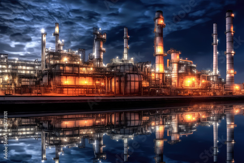 Petrochemical industry with Twilight sky background