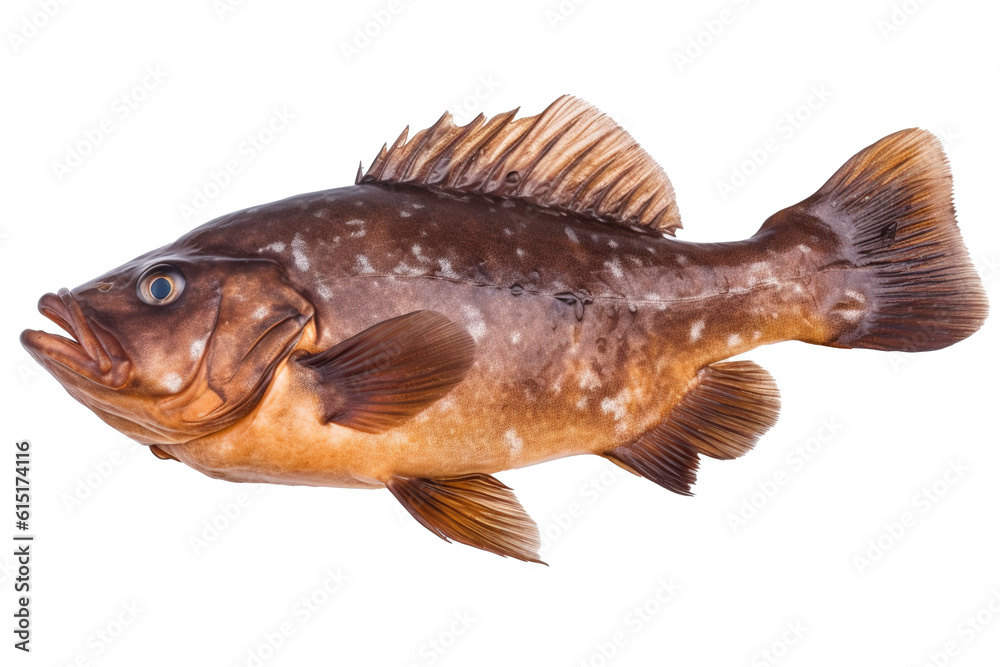 Fototapeta premium Bronze Bass fish. Transparent background. generative AI
