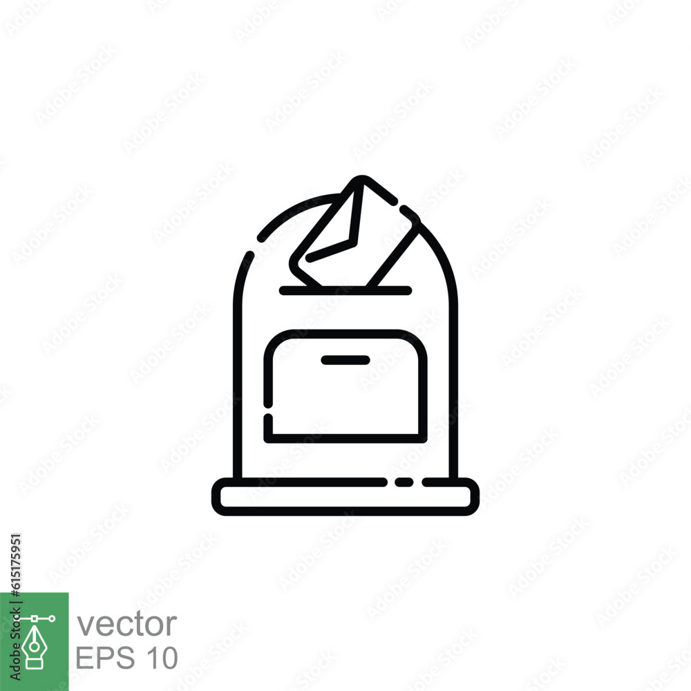 Obraz premium Mail box icon. Simple outline style. Post box with paper envelope, vintage, retro, communication concept. Thin line symbol. Vector illustration isolated on white background. EPS 10.