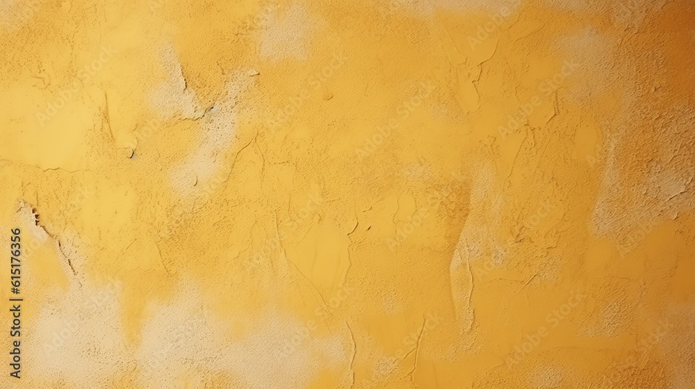 Generative AI. Abstract ground uneven decorative rough yellow-orange wall background. Texture for postcard, banner, website. Colorful autumn or hot summer widescreen background with copy space