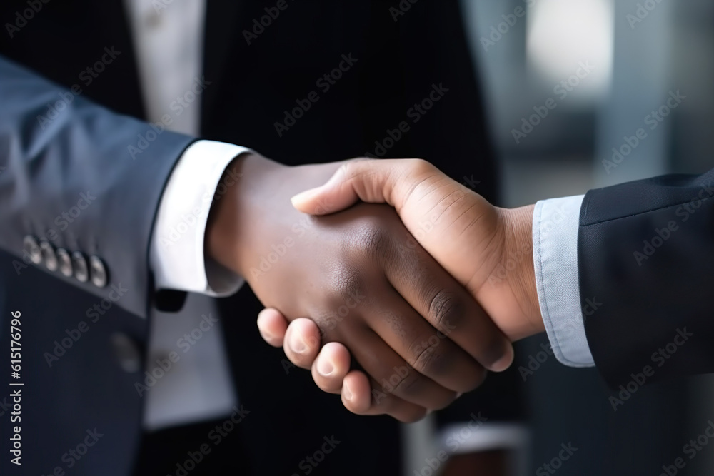 A Symbol of Professionalism: Captivating Close-Up of a Handshake between Two Men in an Office Setting