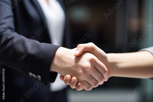 A Symbol of Professionalism: Captivating Close-Up of a Handshake between Two Men in an Office Setting