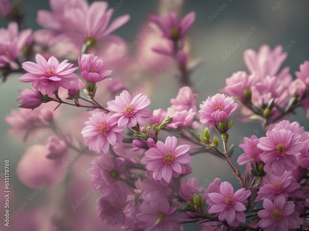 Pink Flowers Background with Soft Style And Frame Pink Flowers Background with Soft Style And Frame