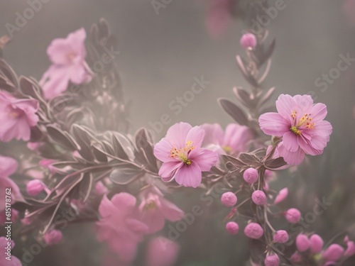 Pink Flowers Background with Soft Style And Frame
