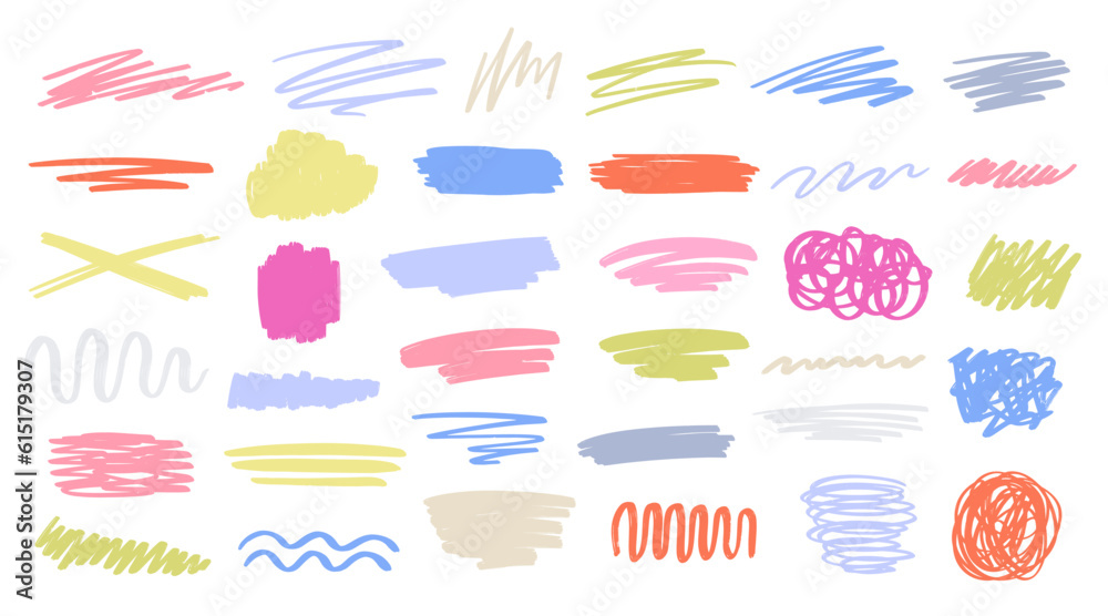 Hand Drawn Scribble Doodle Elements, Brush Strokes Hand Drawn Scribble Doodle Elements, Brush Strokes