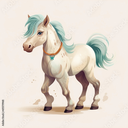 illustration of a cute white horse on a white background