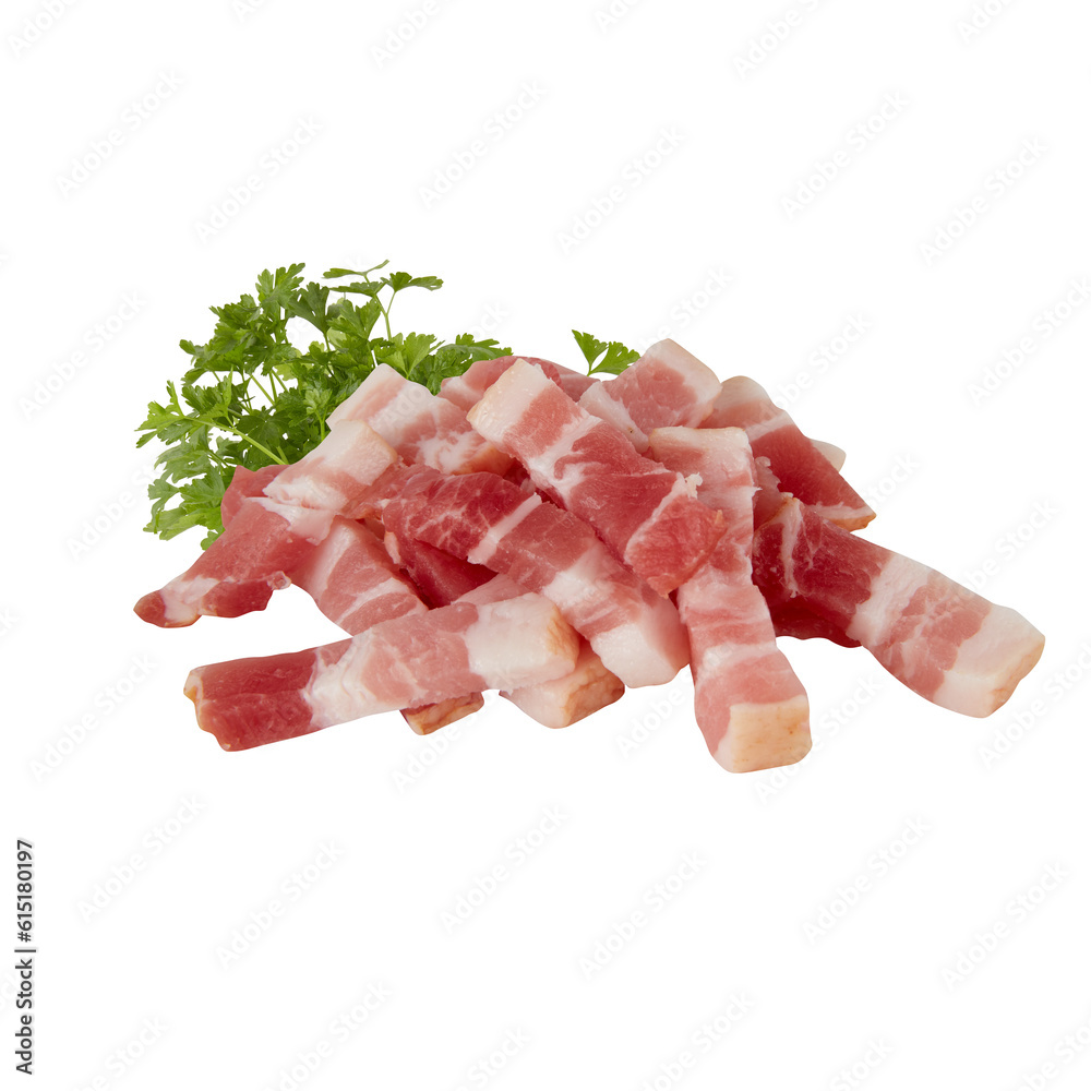Pork belly cut into pieces Cut out, isolated transparent background . Pork belly cut into pieces Cut out, isolated transparent background .