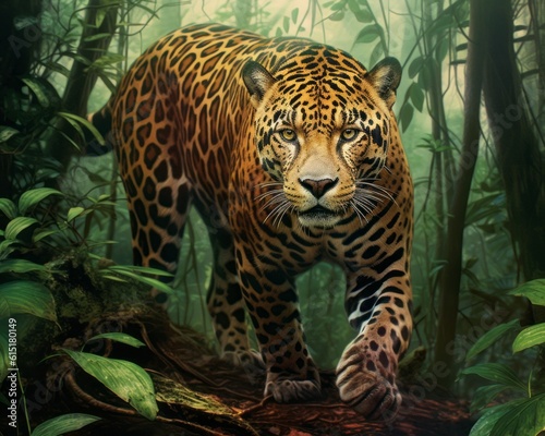 Jaguar in the Jungle Big Cat Illustration