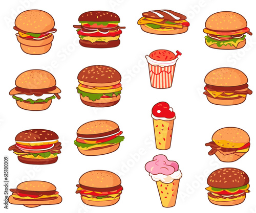 Junk food vector template Collection