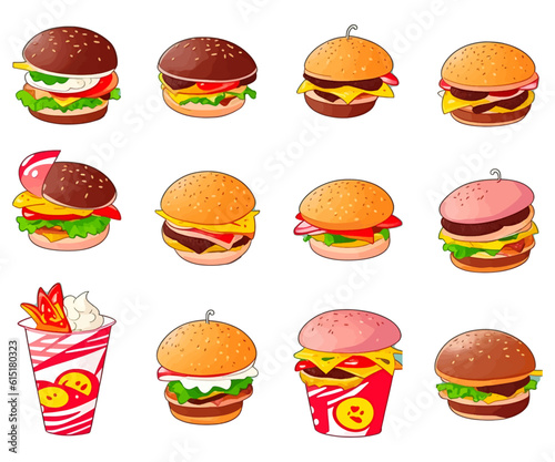 Junk food vector template Collection