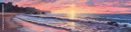 Seascape oil painting of a beach at dawn 3 © 360 Art Studio