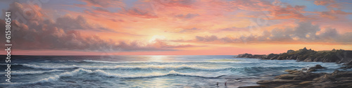 Seascape oil painting of a beach at dawn 6