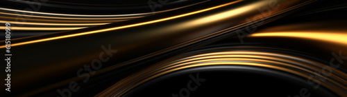 Abstract background. Black and gold. Banner, backdrop. Generative AI photo