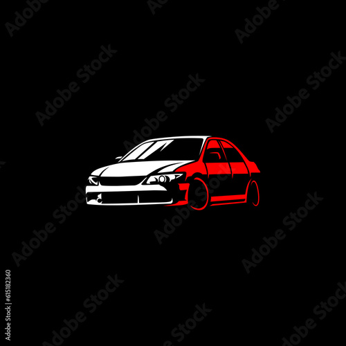 vector japanese car on black background. use for car logo