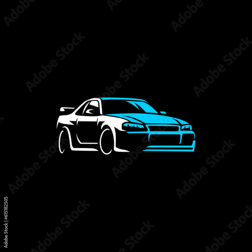 Fototapeta Naklejka Na Ścianę i Meble -  vector japanese sport car on black background. use for car logo
