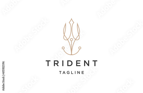 Trident line logo icon design template flat vector