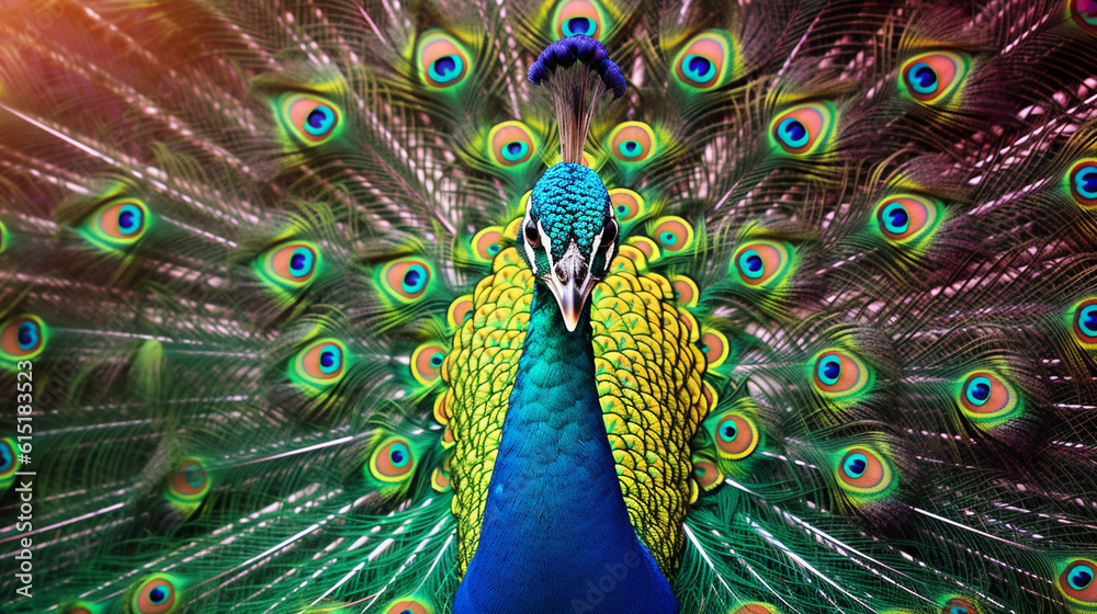 Obraz premium peacock with feathers out