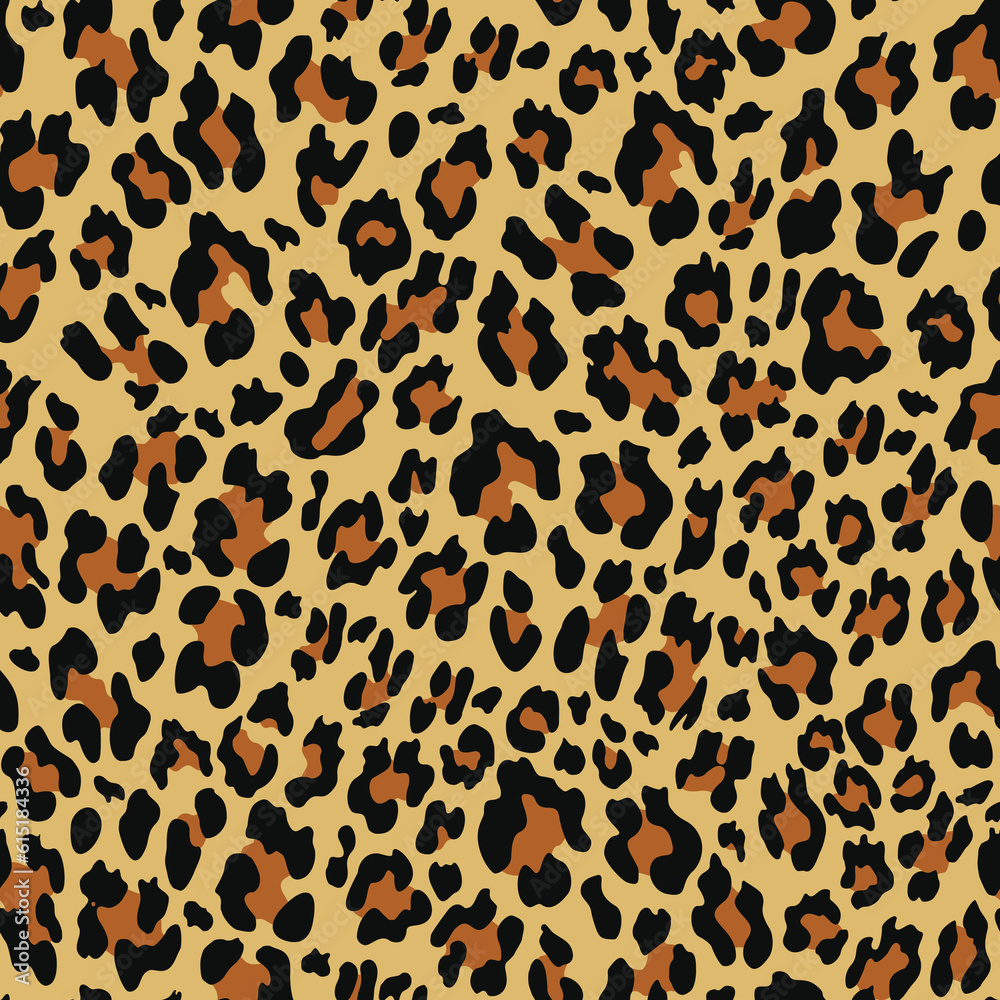 Fototapeta premium Yellow leopard pattern seamless vector animal print, modern background for design
