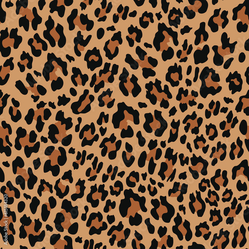 Leopard print vector seamless, fashion design for textile, cat animal background