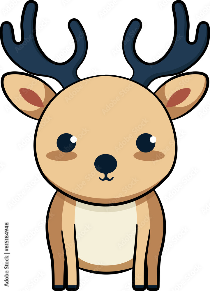 Cute reindeer cartoon minimal with outline Cute reindeer cartoon minimal with outline