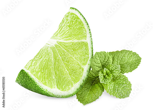 slice of lime and a sprig of mint, white isolated background © Ирина Гутыряк