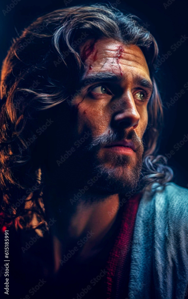 Jesus Christ with crown of spine marks and wounds Jesus Christ with crown of spine marks and wounds
