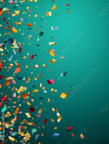 A group of colorful confetti on a green background Generative Ai © Eduardo