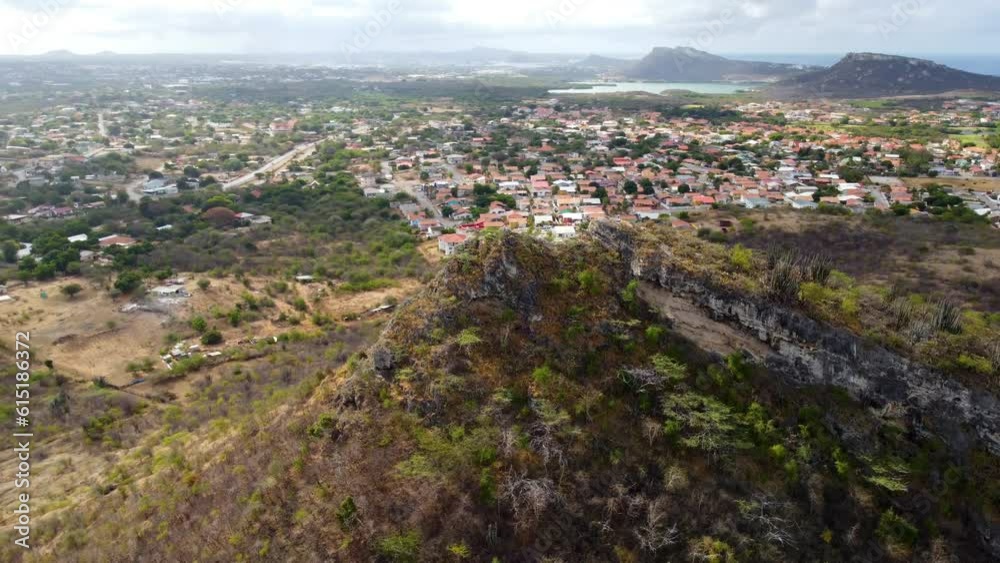 Sunny Salina lake on Curacao with Flamingos in Caribbean Sea coast with tropical water ocean landscape. Flying drone arial shot rocky and sandy beaches. Holiday travel exotic destination Aruba Bonaire Sunny Salina lake on Curacao with Flamingos in Caribbean Sea coast with tropical water ocean landscape. Flying drone arial shot rocky and sandy beaches. Holiday travel exotic destination Aruba Bonaire