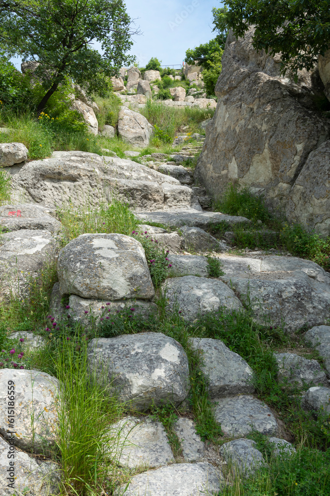 Ancient stone road to the ruins of the Thracian city of Perperikon Ancient stone road to the ruins of the Thracian city of Perperikon