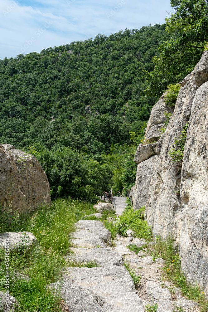 Ancient stone road to the ruins of the Thracian city of Perperikon