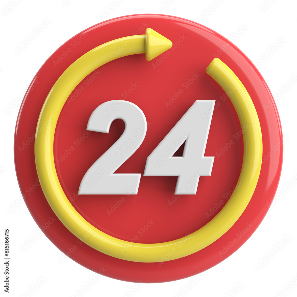 24 hours service icon. 3D illustration. 24 hours service icon. 3D illustration.