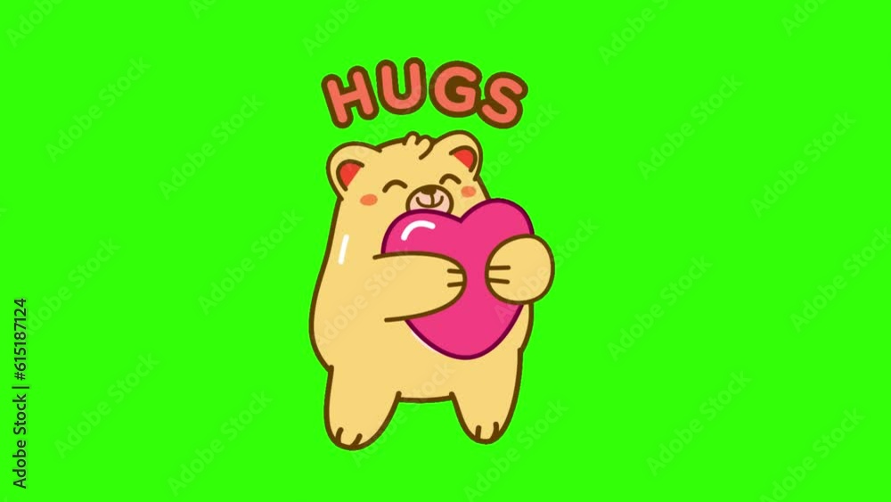Hugs Typography with Brown Bear Hugging a Hearts background animated, logo symbol Hugs Typography with Brown Bear Hugging a Hearts background animated, logo symbol
