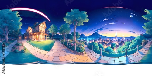 Anime Style HDR Sky Map 360 degree - generative ai, üretken, yapay zeka photo