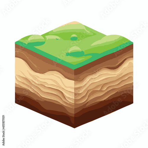 Isometric ground layers isolated on white background. Vector cartoon illustration.