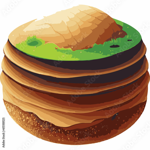 Isometric ground layers isolated on white background. Vector cartoon illustration.