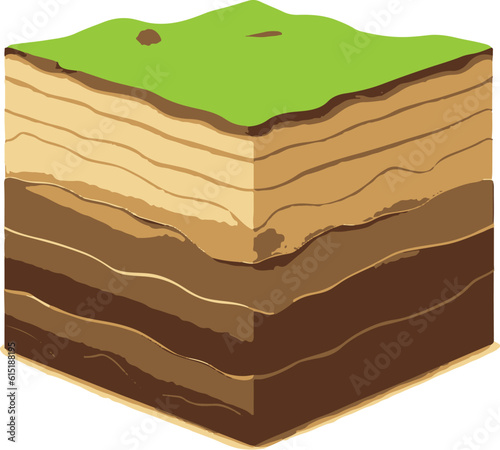 Isometric ground layers isolated on white background. Vector cartoon illustration.