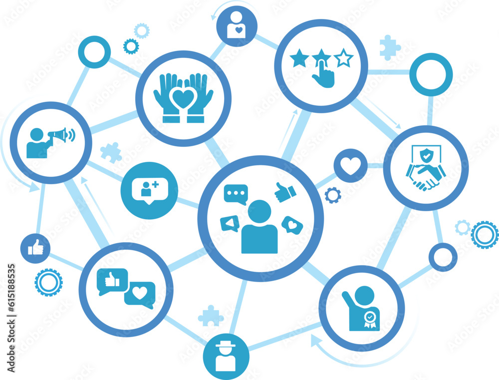 Influencer telling brand's story, banner web icon for business and social media marketing, Celebrity, Character, Reviewer, follower, trust and Sincerity. Minimal vector