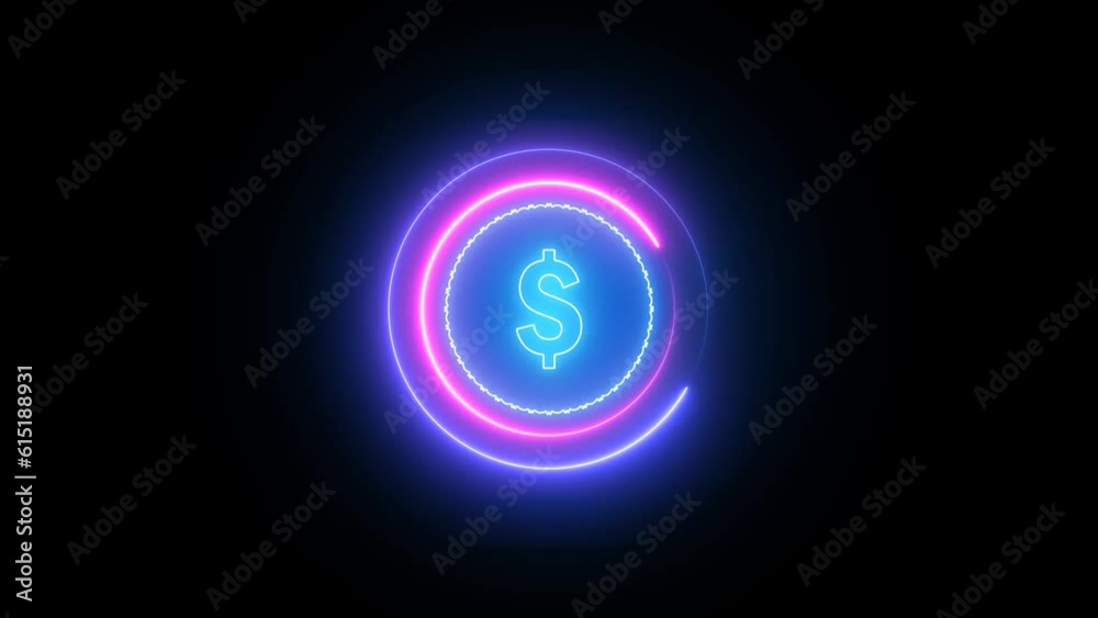 Glowing dollar icon animation Glowing dollar icon animation