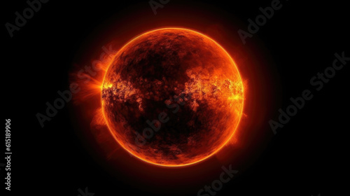 closeup of a star isolated on black background. space, sun. Generative AI