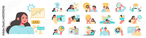 People business work marketing vector illustrations