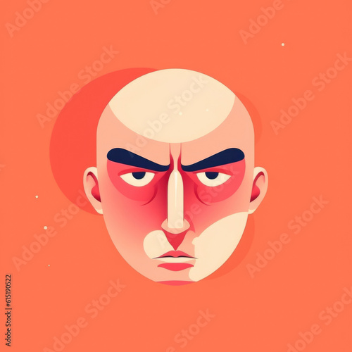 A person with an intense scowl in their face. Psychology art concept. AI generation