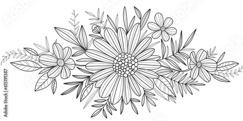 hand drawn line art vector illustration of flower
