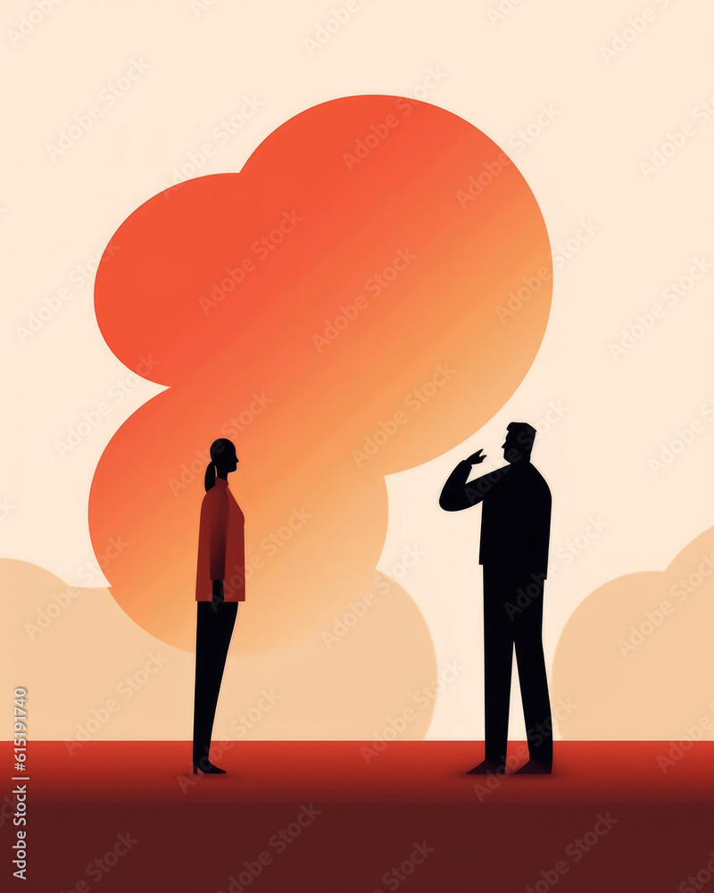 A person turning away in anger and refusing to talk. Psychology art concept. AI generation A person turning away in anger and refusing to talk. Psychology art concept. AI generation
