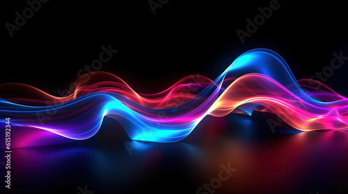Abstract futuristic neon waves wallpaper. AI