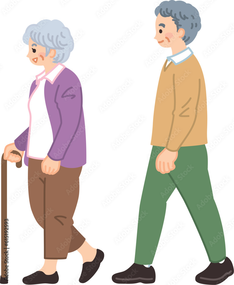 散歩を楽しむ老夫婦